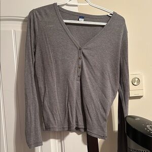 Old Navy Ribbed Long Sleeve Henley in Grey
